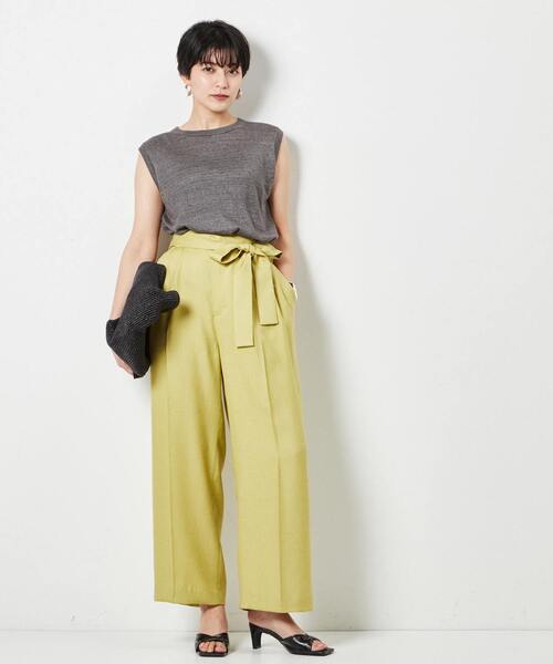 Liesse パンツ リネンライク2タックワイドパンツ レディース