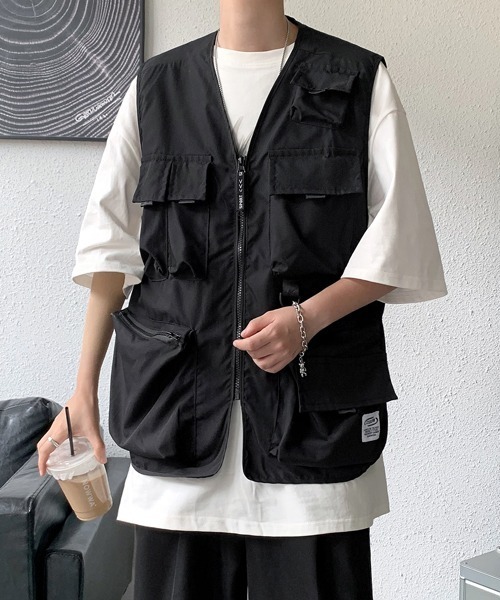 ベスト ジレ 「FVLMEN」6pocket zip big vest/6ポケット ジップ