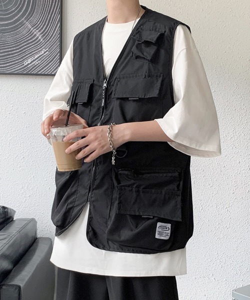 ベスト ジレ 「FVLMEN」6pocket zip big vest/6ポケット ジップ