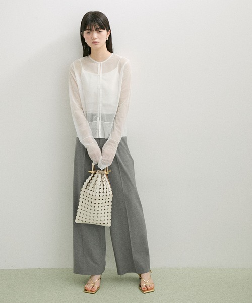 プリント2wayカーディガン　新品 ADAM ET ROPE' カーディガン チュールプリント2WAYカーディガン