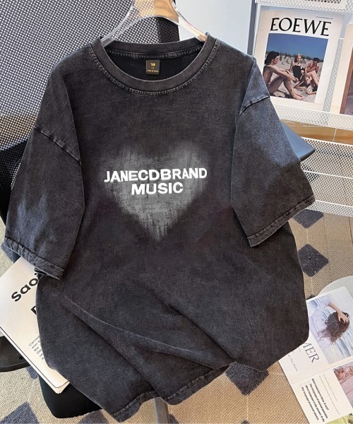tシャツ ビッグシルエット ピグメント ジャンキープリント 韓国 ストリート y2k 古着風 オーバーサイズ ヴィンテージ ウォッシュ 半袖 Tシャツ | DEVICE | 16