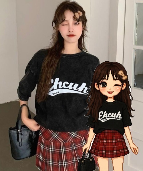 tシャツ ビッグシルエット ピグメント ジャンキープリント 韓国 ストリート y2k 古着風 オーバーサイズ ヴィンテージ ウォッシュ 半袖 Tシャツ | DEVICE | 18
