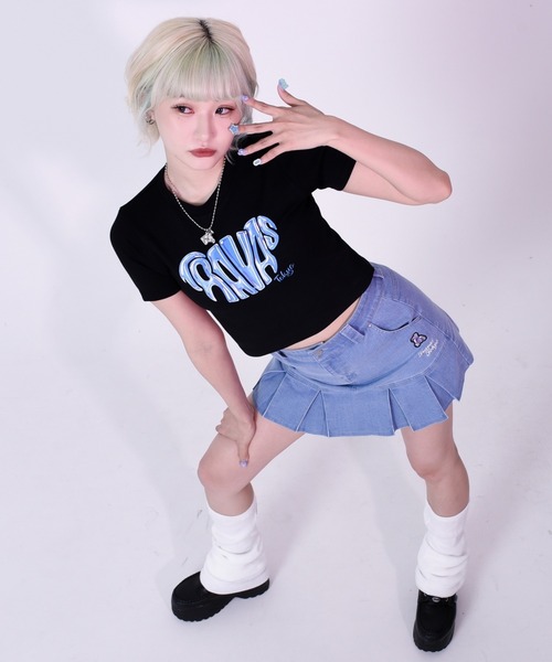 tシャツ 「TRAVAS TOKYO/トラバス トーキョー」Cropped knit Tee/クロップド丈ニットTシャツ レディース TRAVAS TOKYO tシャツ 「TRAVAS TOKYO/トラバス トーキョー