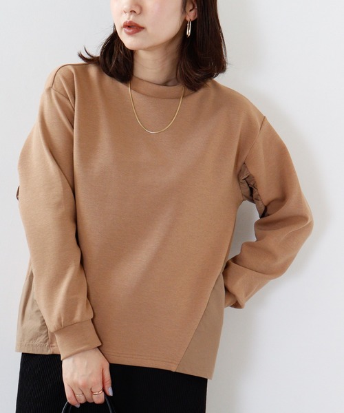tシャツ Anna Nicola 異素材切替プルオーバー レディース Anna Nicola tシャツ 異素材切替プルオーバー レディース