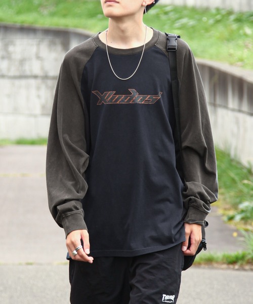 L　80s　オーシャンパシフィック　ロングスリーブTシャツ　メンズ　黒　カナダ製 ZIP FIVE tシャツ 「ZIP FIVE」 ピグメント 90s ロゴ ラグラン