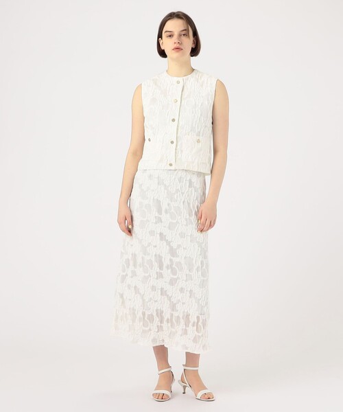 Ballsey ベスト ジレ シャーリングジャカード クルーネックジレ 