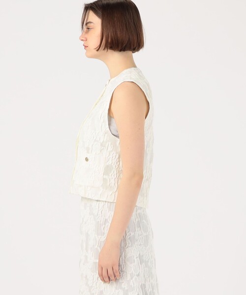Ballsey ベスト ジレ シャーリングジャカード クルーネックジレ 