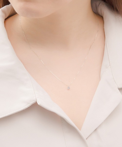K10 ピンクゴールド ダイヤモンド（0.03ct) ネックレス BLOOM