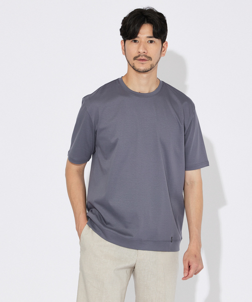 アバハウス（ABAHOUSE）/【コットンシルケット】ポンチ クルーネック Tシャツ ABAHOUSE（アバハウス） tシャツ 「コットンシルケット」ポンチ クルー