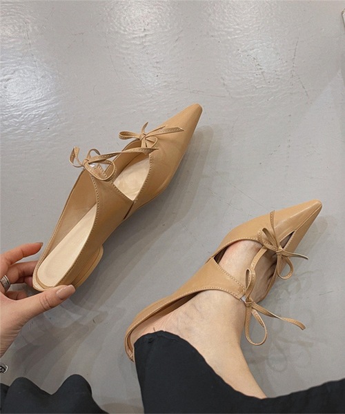 ミームセレクト ダブルリボンポインテッドトゥミュール　38 SHOES ALL