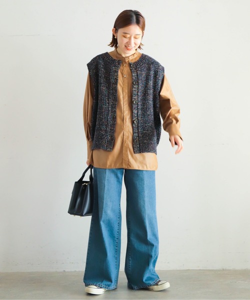 NOMBRE IMPAIR ベスト ジレ ツイード編みニット ショートベスト