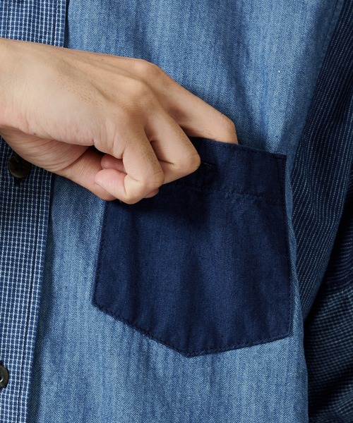 FDMTL シャツ 「FDMTL/ファンダメンタル」PATCHWORK S/S SHIRT RINSE 