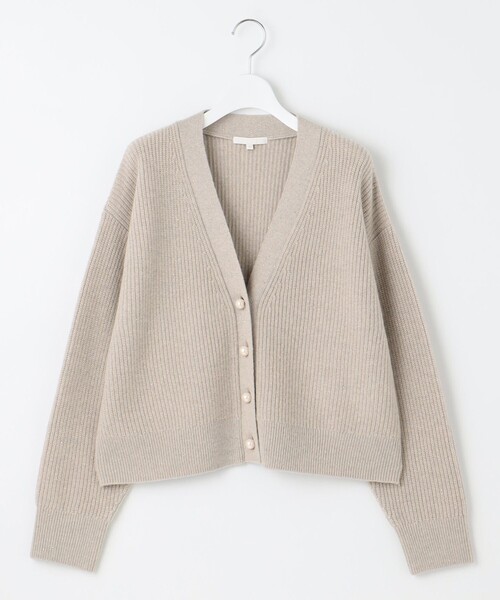 美品 Drawer カシミヤ ニット カーディガン ベージュ スパンコール 自由区（ジユウク） カーディガン ウールカシミヤブレンドラメ