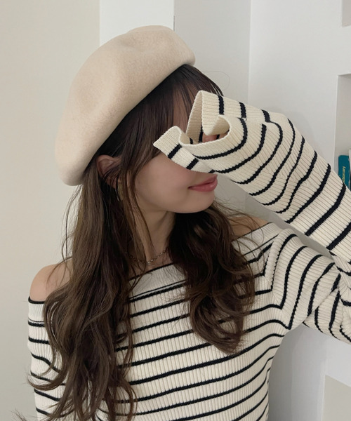 帽子 J.L-A.L Eyre Beanie FUNALIVE 帽子 ハット PAGE ONE らせん編ベルHAT レディース