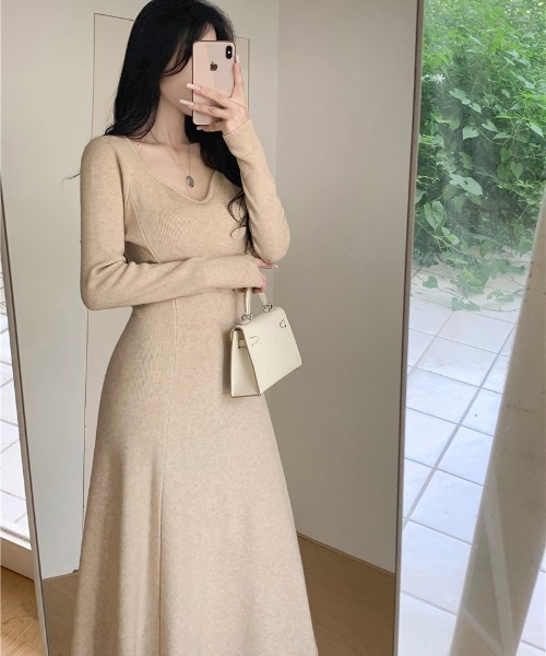 Vネック Aライン ニットワンピース メッシュフレア ゆったり ワンピース AラインVネックニットワンピース : ZOZOTOWN Yahoo