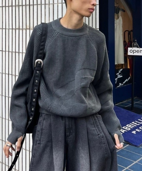 NOMANUAL セーター ニット 韓国ブランド ノーマニュアル L.S WASHED 