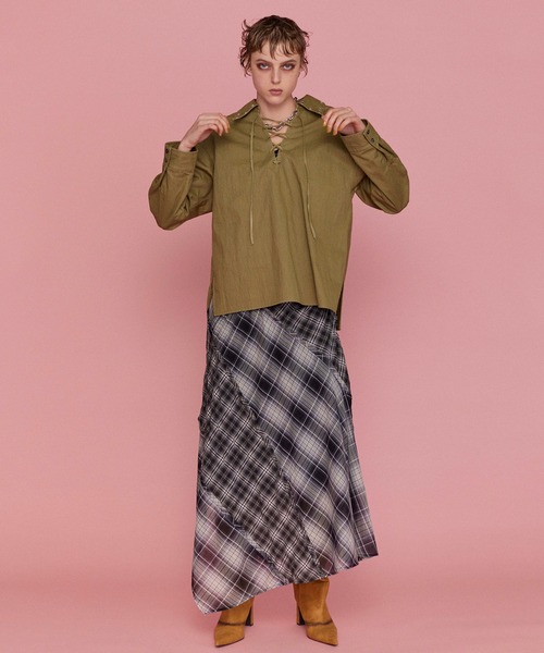 ブラウス シャツ Lace Up Oversize Pullover/レースアップブルオーバー「MAISON SPECIAL/メゾンスペシャル」 レデ MAISON SPECIAL ブラウス シャツ Lace Up Oversize Pullover