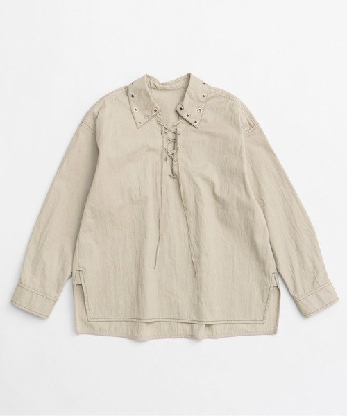 ブラウス シャツ Lace Up Oversize Pullover/レースアップブルオーバー「MAISON SPECIAL/メゾンスペシャル」 レデ MAISON SPECIAL ブラウス シャツ Lace Up Oversize Pullover