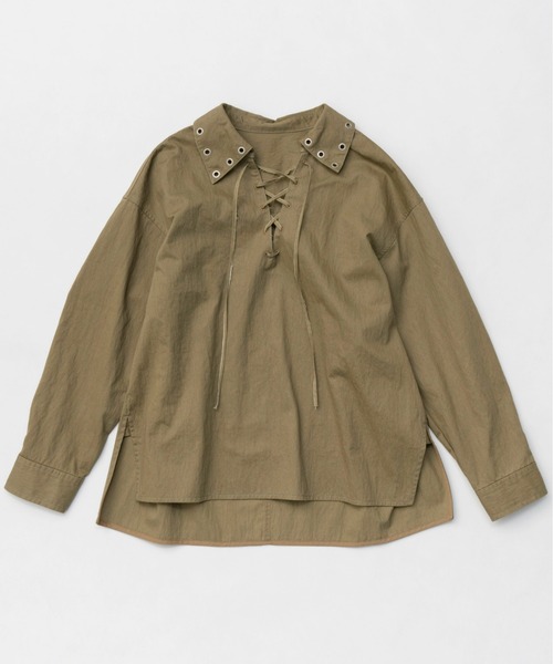 ブラウス シャツ Lace Up Oversize Pullover/レースアップブルオーバー「MAISON SPECIAL/メゾンスペシャル」 レデ MAISON SPECIAL ブラウス シャツ Lace Up Oversize Pullover