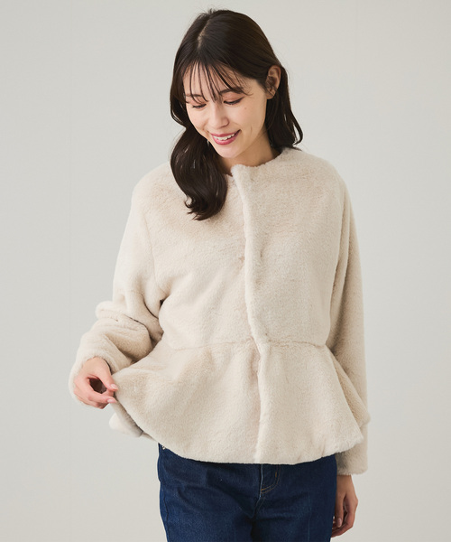 furble バックペプラム ファーコート 卸売 通販ファッション - furble バックペプラム ファーコート