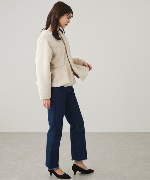 furble バックペプラム ファーコート 卸売 通販ファッション - furble バックペプラム ファーコート