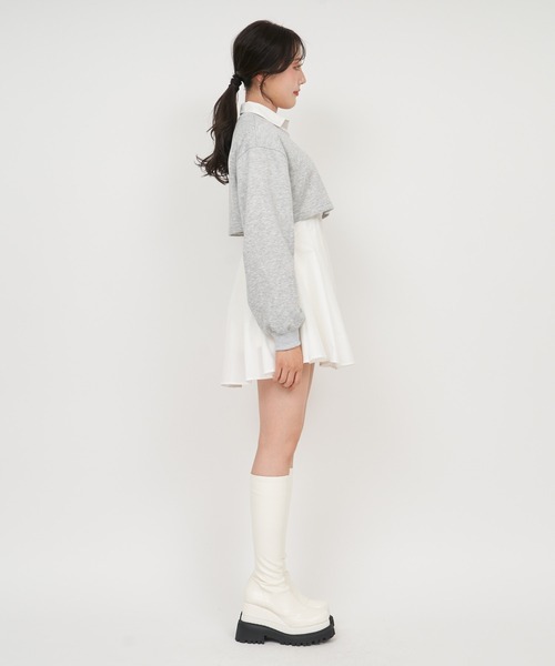  PARTY レイヤードタックシャツミニワンピース レイヤードタックシャツミニワンピース｜シャツワンピース