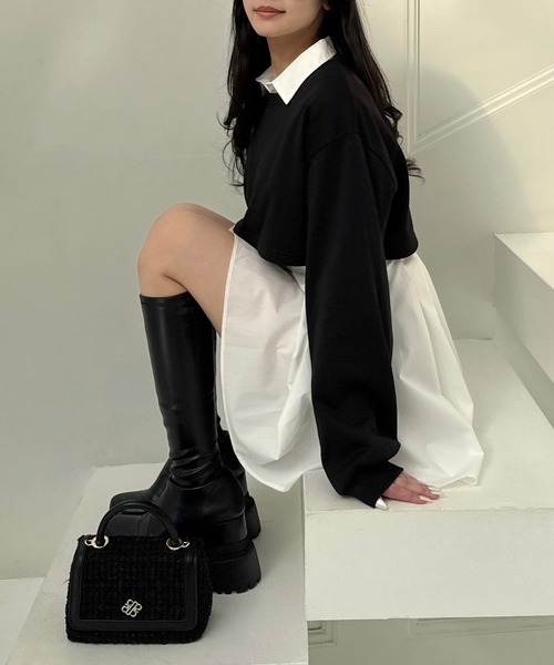 ROYAL PARTY ワンピース レイヤードタックシャツミニワンピース