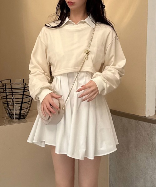 ROYAL PARTY ワンピース レイヤードタックシャツミニワンピース