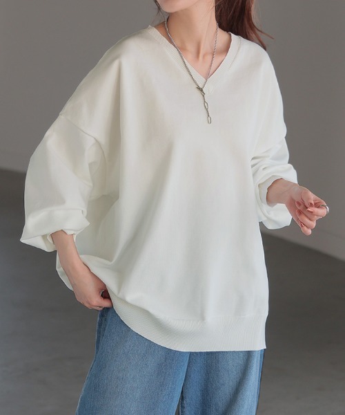 HUG.U（ハグユー） ニット セーター 軽やか Vネック オーバーサイズ