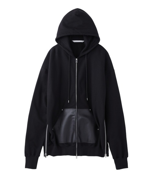 JOHNLAWRENCESULLIVANジップパーカー JOHN LAWRENCE SULLIVAN パーカー LEATHER POCKET ZIP-UP SWEAT