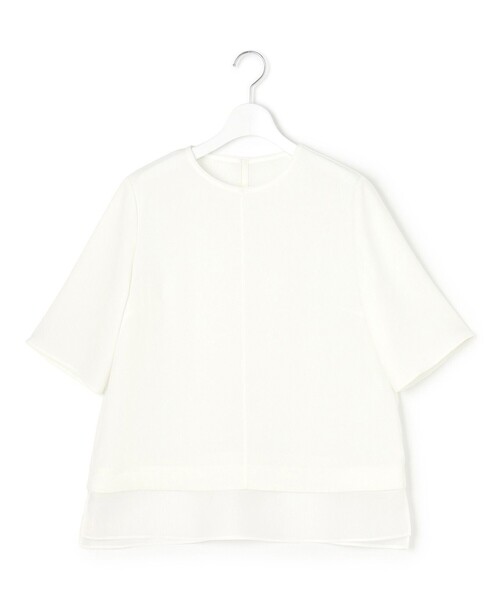 uvカット tシャツ ストレッチジョーゼット シアーコンビ カットソー レディースの画像