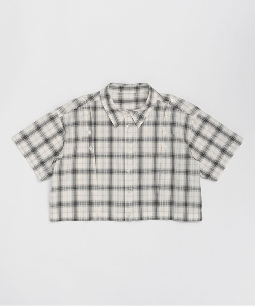 ブラウス シャツ Button Slit Short Shirt/ボタンスリットショートシャツ「MAISON SPECIAL/メゾンスペシャル」 レデ MAISON SPECIAL ブラウス シャツ Button Slit Short Shirt