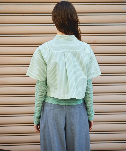 MAISON SPECIAL ブラウス シャツ Button Slit Short Shirt