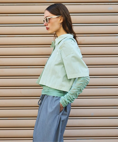 MAISON SPECIAL ボタンスリットショートシャツ Button Slit Short Shirt