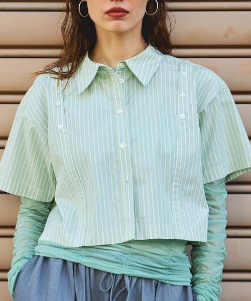 MAISON SPECIAL ブラウス シャツ Button Slit Short Shirt