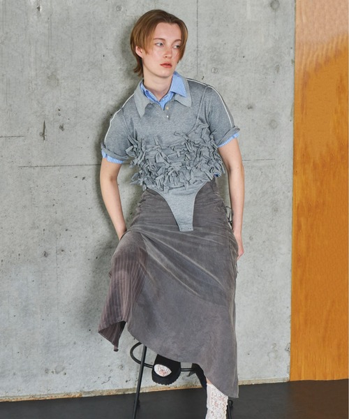 ブラウス シャツ Button Slit Short Shirt/ボタンスリットショートシャツ「MAISON SPECIAL/メゾンスペシャル」 レデ MAISON SPECIAL ブラウス シャツ Button Slit Short Shirt