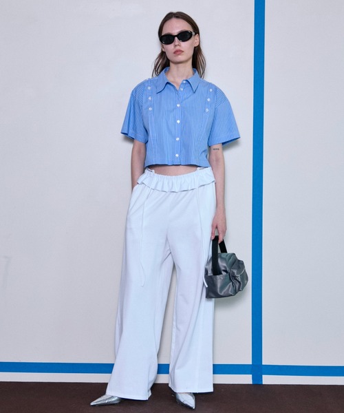 ブラウス シャツ Button Slit Short Shirt/ボタンスリットショートシャツ「MAISON SPECIAL/メゾンスペシャル」 レデ Button Slit Short Shirt/ボタンスリットショートシャツ【MAISON