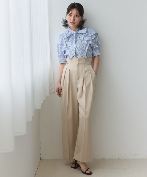 ブラウス シャツ リボンタイストライプブラウス レディース AND COUTURE ブラウス シャツ リボンタイストライプブラウス