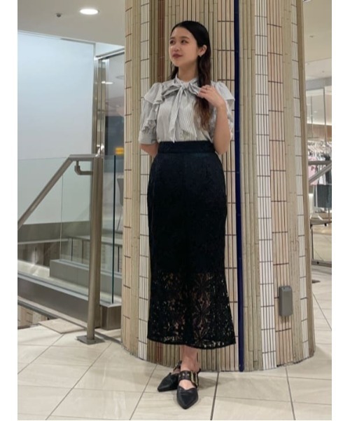 ブラウス シャツ リボンタイストライプブラウス レディース AND COUTURE ブラウス シャツ リボンタイストライプブラウス