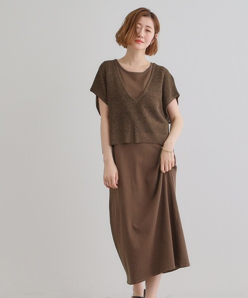 grove ワンピース ラメベスト×ニットワンピースSET : ZOZOTOWN