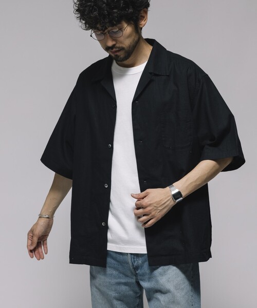 HINSON シャツ HINSON/ヒンソン コットンリネン オープンカラー