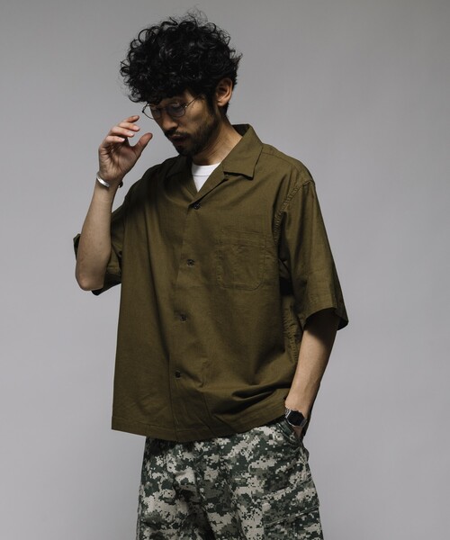 週末セール☆スピン&スパンコットンリネンソフトシャツ HINSON シャツ HINSON/ヒンソン コットンリネン オープンカラー
