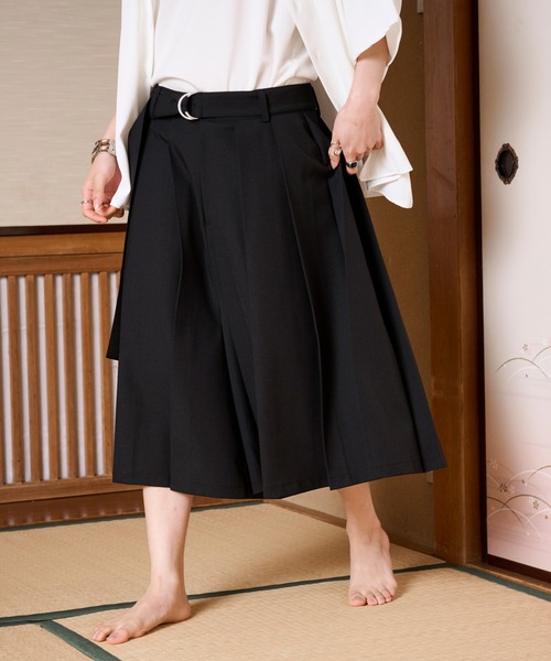 登場! Ellno Loset パンツ 「狐独」ワイドプリーツショーツ メンズ パンツ