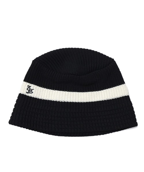 黒 ニットバケットハット 白ロゴ NEW ERA 帽子 ハット x EXAMPLE EX LOGO KNIT BUCKET メンズ