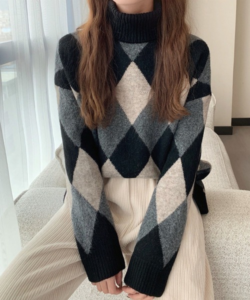 「meJane」 タートルネックニット FREE ブラウン レディース_画像3