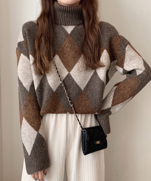 「meJane」 タートルネックニット FREE ブラウン レディース_画像8