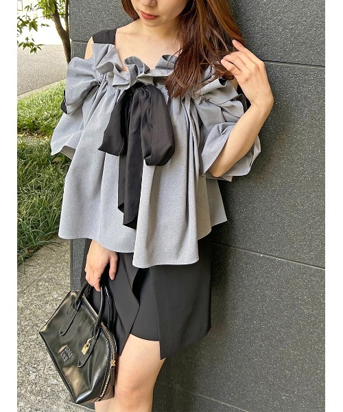 SNIDEL ブラウス シャツ オフショルリボンブラウス レディース