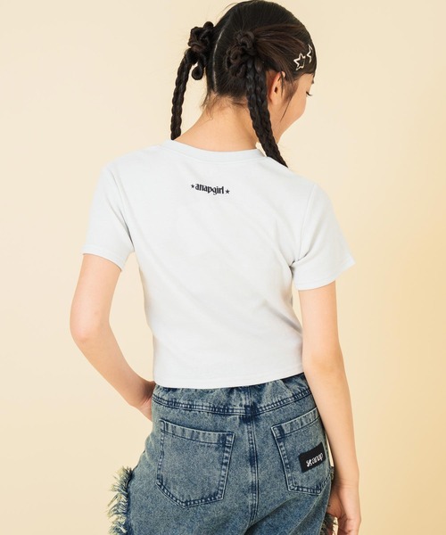ANAP GiRL（アナップガール） tシャツ ハトメ ポイント ロゴ プリント