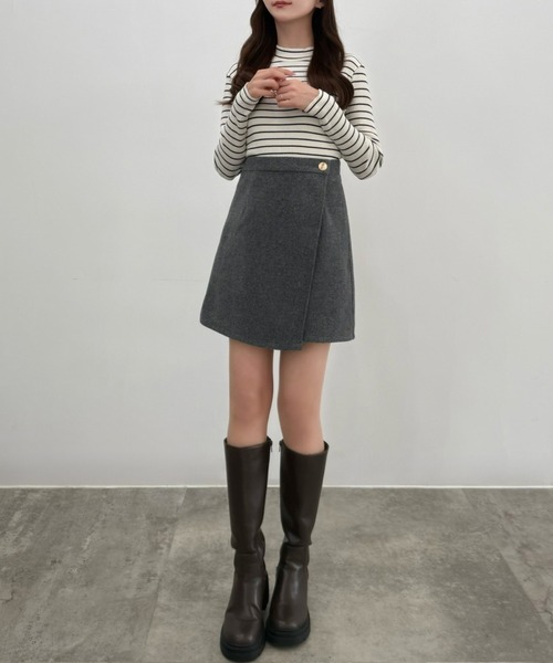 CENEA（セネア） スカート ウールライク金釦ラップスカパン : ZOZOTOWN