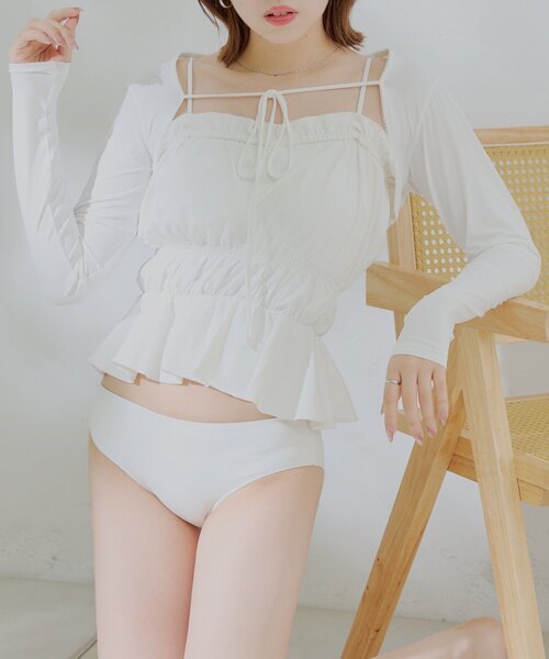 chico 水着3点セット! Chico肩リボンキャミチュニック水着3点セット